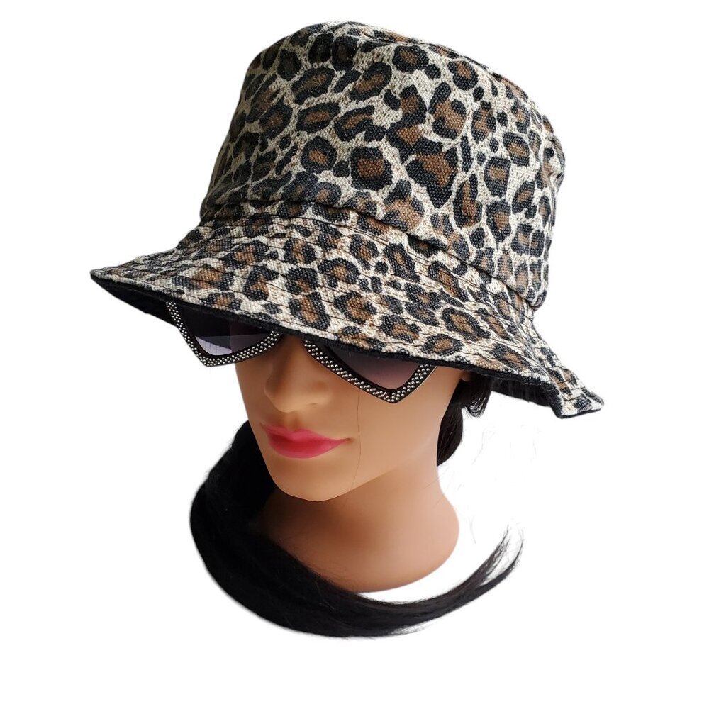 Leopard Print & Black Reversible Bucket Hat Size S - image 4